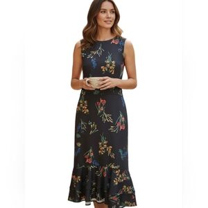 Sleeveless Black Floral Midi Dress